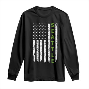 Seattle With American Flag Fan Pride Long Sleeve Shirt Gift For Sports Lovers TS12 Black Print Your Wear