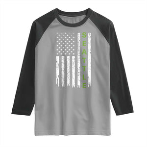 Seattle With American Flag Fan Pride Raglan Shirt Gift For Sports Lovers TS12 Sport Gray Black Print Your Wear