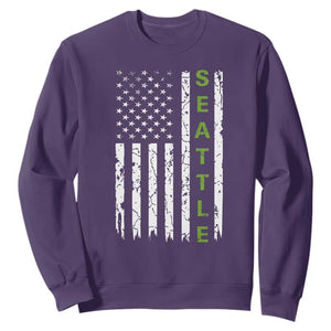 Seattle With American Flag Fan Pride Sweatshirt Gift For Sports Lovers TS12 Purple Print Your Wear