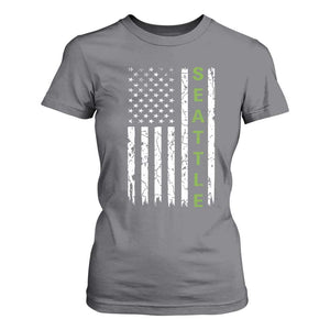 Seattle With American Flag Fan Pride T Shirt For Women Gift For Sports Lovers TS12 Charcoal Print Your Wear