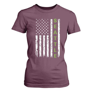 Seattle With American Flag Fan Pride T Shirt For Women Gift For Sports Lovers TS12 Maroon Print Your Wear