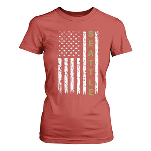 Seattle With American Flag Fan Pride T Shirt For Women Gift For Sports Lovers TS12 Red Print Your Wear
