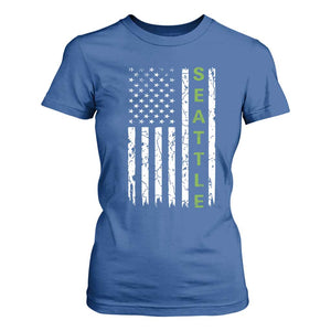 Seattle With American Flag Fan Pride T Shirt For Women Gift For Sports Lovers TS12 Royal Blue Print Your Wear