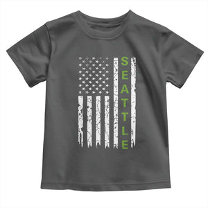 Seattle With American Flag Fan Pride Toddler T Shirt Gift For Sports Lovers TS12 Dark Heather Print Your Wear
