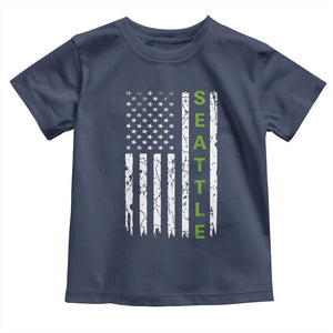 Seattle With American Flag Fan Pride Toddler T Shirt Gift For Sports Lovers TS12 Navy Print Your Wear