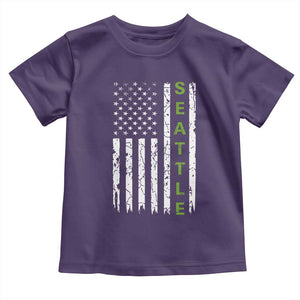 Seattle With American Flag Fan Pride Toddler T Shirt Gift For Sports Lovers TS12 Purple Print Your Wear