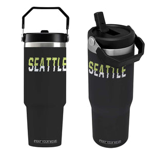 Seattle Retro Glitch Fan Gift Flip Straw Tumbler Proud Northwest 12s Fan TS12 One Size: 30 oz Black Print Your Wear