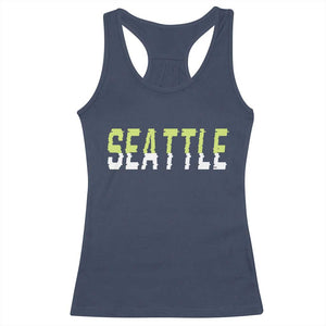 Seattle Retro Glitch Fan Gift Racerback Tank Top Proud Northwest 12s Fan TS12 Navy Print Your Wear