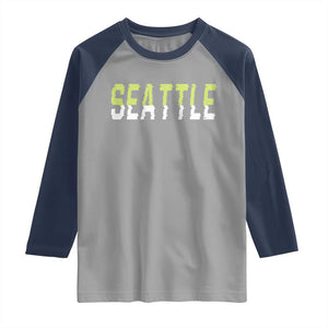 Seattle Retro Glitch Fan Gift Raglan Shirt Proud Northwest 12s Fan TS12 Sport Gray Navy Print Your Wear