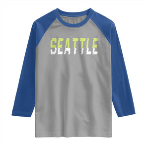 Seattle Retro Glitch Fan Gift Raglan Shirt Proud Northwest 12s Fan TS12 Sport Gray Royal Print Your Wear