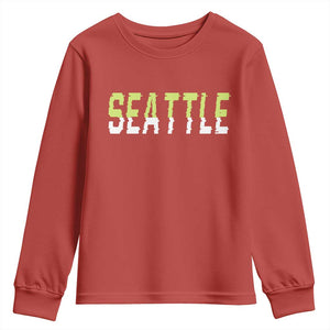 Seattle Retro Glitch Fan Gift Youth Sweatshirt Proud Northwest 12s Fan TS12 Red Print Your Wear