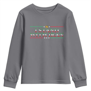 I Stand With Iran Youth Sweatshirt Freedom For Iran 2026 Resistance Movement TS12 Charcoal Print Your Wear