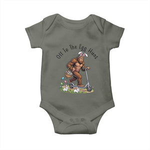 Funny Easter Bigfoot Baby Onesie Off To The Egg Hunt TS12 Military Green Print Your Wear