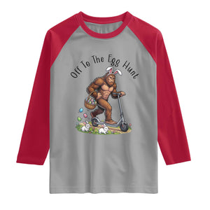 Funny Easter Bigfoot Raglan Shirt Off To The Egg Hunt TS12 Sport Gray Red Print Your Wear