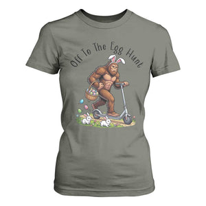 Funny Easter Bigfoot T Shirt For Women Off To The Egg Hunt TS12 Military Green Print Your Wear