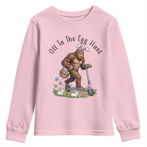 Funny Easter Bigfoot Youth Sweatshirt Off To The Egg Hunt TS12 Light Pink Print Your Wear