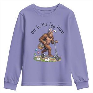 Funny Easter Bigfoot Youth Sweatshirt Off To The Egg Hunt TS12 Violet Print Your Wear