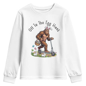 Funny Easter Bigfoot Youth Sweatshirt Off To The Egg Hunt TS12 White Print Your Wear