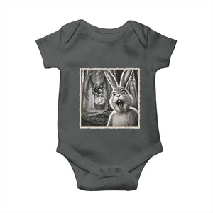 Funny Easter Bunny Selfie Mothman Egg Hunt Baby Onesie TS12 Dark Heather Print Your Wear