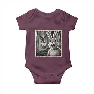 Funny Easter Bunny Selfie Mothman Egg Hunt Baby Onesie TS12 Maroon Print Your Wear