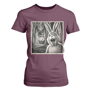 Funny Easter Bunny Selfie Mothman Egg Hunt T Shirt For Women TS12 Maroon Print Your Wear