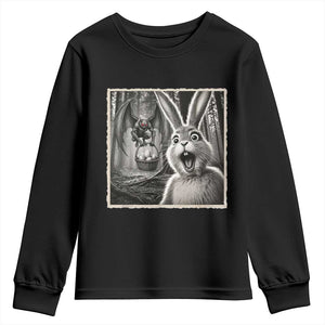 Funny Easter Bunny Selfie Mothman Egg Hunt Youth Sweatshirt TS12 Black Print Your Wear
