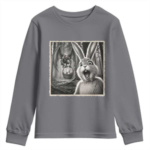 Funny Easter Bunny Selfie Mothman Egg Hunt Youth Sweatshirt TS12 Charcoal Print Your Wear