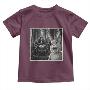 Funny Easter Bunny Selfie Toddler T Shirt Bigfoot Jersey Devil Chupacabra Egg Hunt TS12 Maroon Print Your Wear
