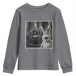 Funny Easter Bunny Selfie Youth Sweatshirt Bigfoot Jersey Devil Chupacabra Egg Hunt TS12 Charcoal Print Your Wear