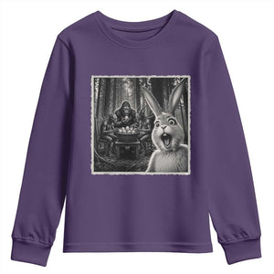 Funny Easter Bunny Selfie Youth Sweatshirt Bigfoot Jersey Devil Chupacabra Egg Hunt TS12 Purple Print Your Wear