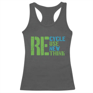 Recycle Reuse Renew Rethink Racerback Tank Top Earth Day TS12 Dark Heather Print Your Wear