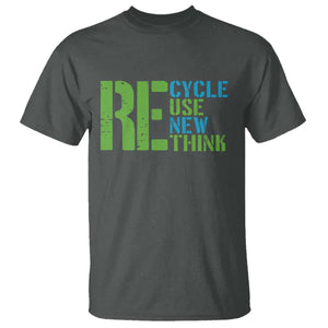 Recycle Reuse Renew Rethink T Shirt Earth Day TS12 Dark Heather Print Your Wear