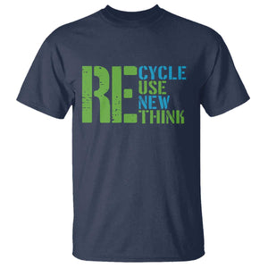 Recycle Reuse Renew Rethink T Shirt Earth Day TS12 Navy Print Your Wear