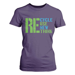 Recycle Reuse Renew Rethink T Shirt For Women Earth Day TS12 Purple Print Your Wear