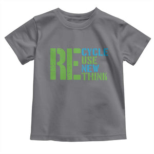 Recycle Reuse Renew Rethink Toddler T Shirt Earth Day TS12 Charcoal Print Your Wear