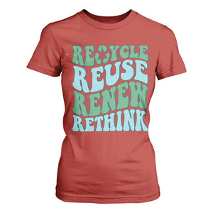 Recycle Reuse Renew Rethink T Shirt For Women Eco Friendly Earth Day TS12 Red Print Your Wear