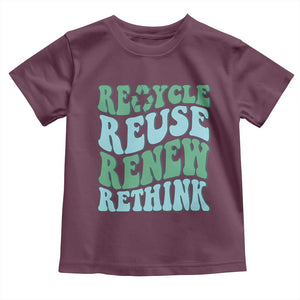 Recycle Reuse Renew Rethink Toddler T Shirt Eco Friendly Earth Day TS12 Maroon Print Your Wear