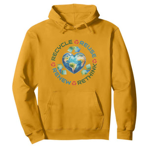 Recycle Reuse Renew Rethink Hoodie Zero Waste Life TS12 Gold Print Your Wear