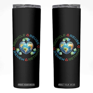 Recycle Reuse Renew Rethink Skinny Tumbler Zero Waste Life TS12 Black Print Your Wear
