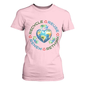 Recycle Reuse Renew Rethink T Shirt For Women Zero Waste Life TS12 Light Pink Print Your Wear