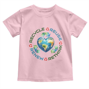 Recycle Reuse Renew Rethink Toddler T Shirt Zero Waste Life TS12 Light Pink Print Your Wear