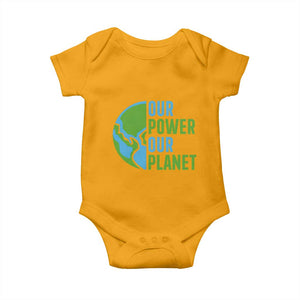 Our Power Our Planet Baby Onesie Earth Day Words Environmentalist Gift TS12 Gold Print Your Wear
