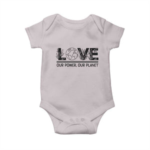 Earth Day 2026 Baby Onesie Our Power Our Planet TS12 Ice Gray Print Your Wear