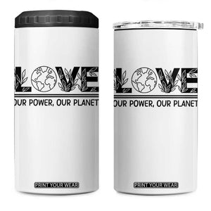Earth Day 2026 4 in 1 Can Cooler Tumbler Our Power Our Planet TS12 One Size: 16 oz White Print Your Wear