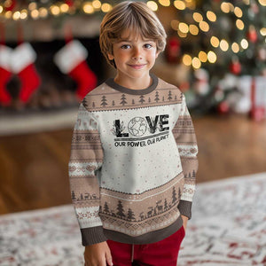 Earth Day 2026 Ugly Christmas Sweater Our Power Our Planet TS12 Mocha Mousse Print Your Wear