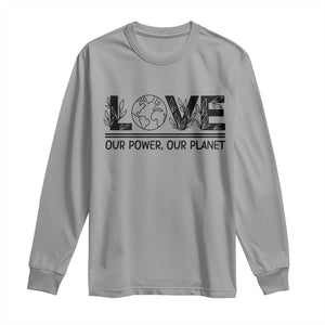 Earth Day 2026 Long Sleeve Shirt Our Power Our Planet TS12 Sport Gray Print Your Wear