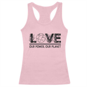 Earth Day 2026 Racerback Tank Top Our Power Our Planet TS12 Light Pink Print Your Wear
