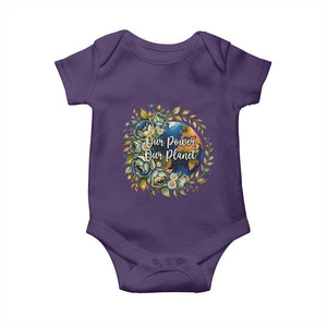 Save The Planet Earth Day Baby Onesie Our Power Our Planet TS12 Purple Print Your Wear