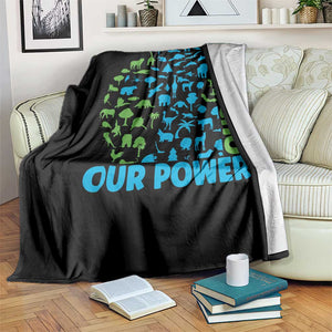 Earth Day Environmental Activism Throw Blanket Our Power Our Planet TS12 Print Your Wear