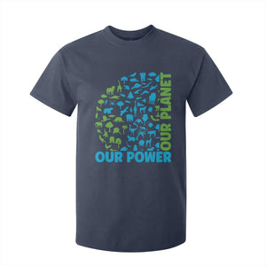 Earth Day Environmental Activism T Shirt For Kid Our Power Our Planet TS12 Navy Print Your Wear